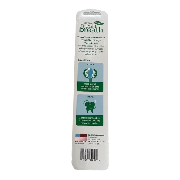 NIB TropiClean Fresh Breath TripleFlex Toothbrush for Large Dogs - Picture 3 of 3